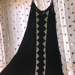 Black embroidered Flowy sun dress